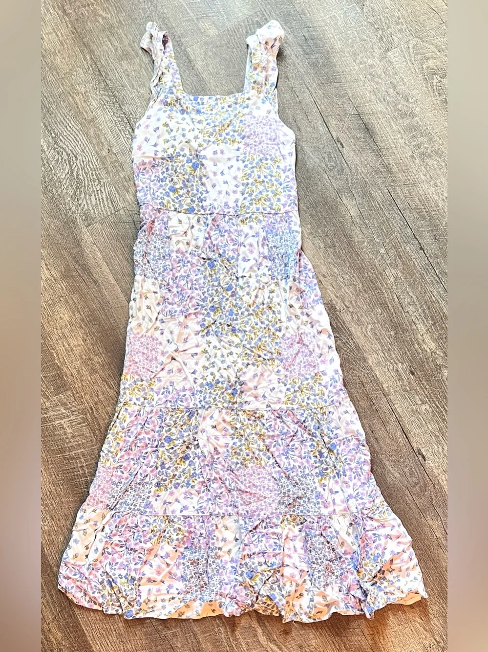 Art Class Girls 7/8 Floral Tiered Maxi Dress Boho Elastic Back